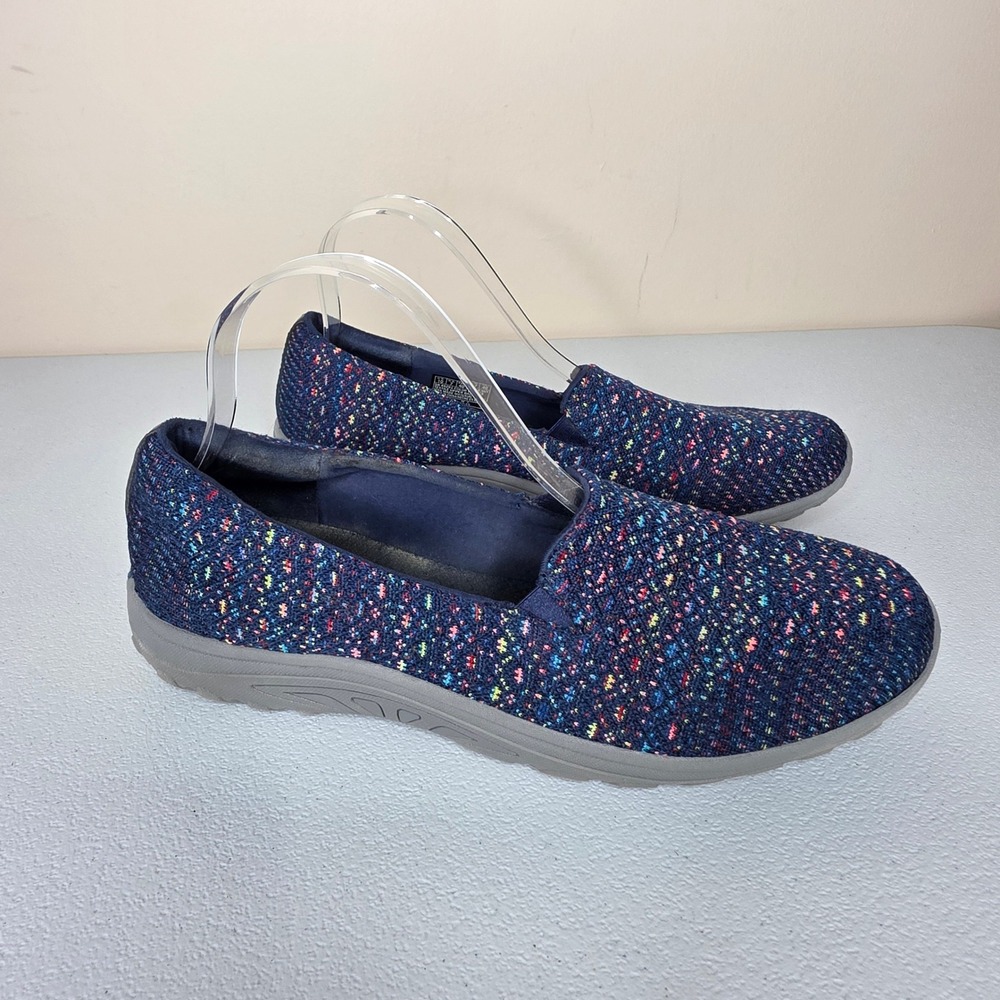 Skechers Relaxed Fit Slip On Shoes Womens 10 Navy Multi Color Knit 49291